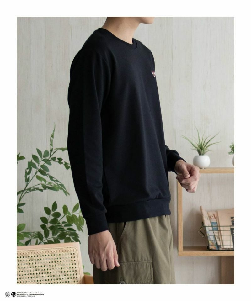 Tom and Jerry ポンチ素材 バックロゴフロッキートレーナー メンズ