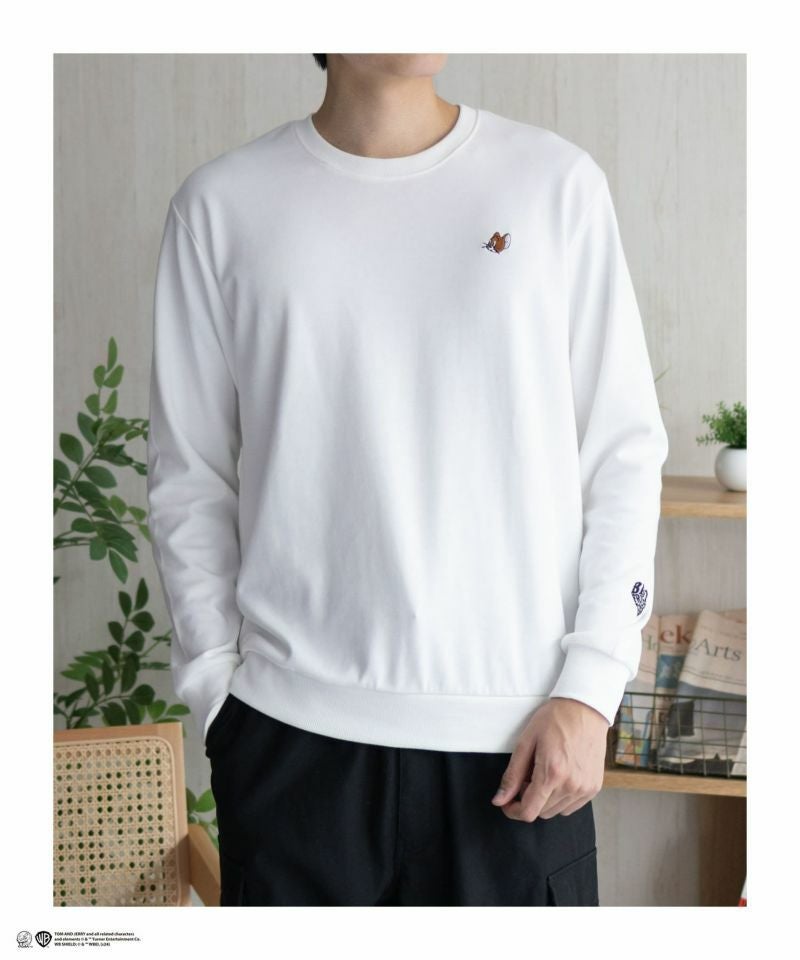 Tom and Jerry ポンチ素材 バックロゴフロッキートレーナー メンズ