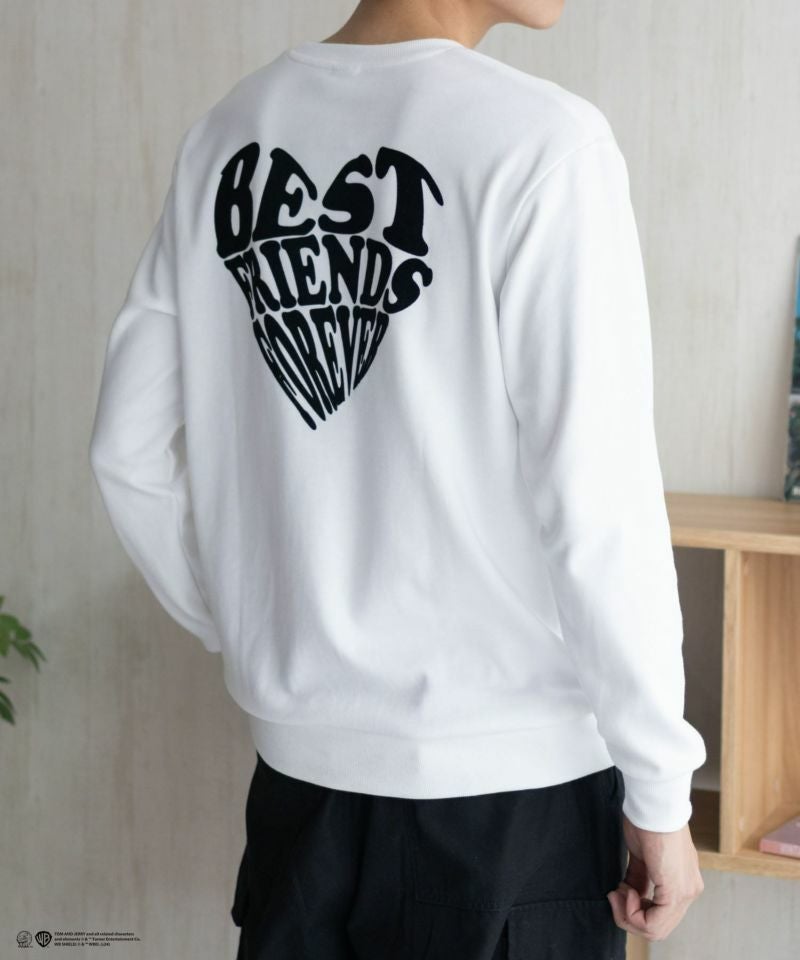 Tom and Jerry ポンチ素材 バックロゴフロッキートレーナー メンズ