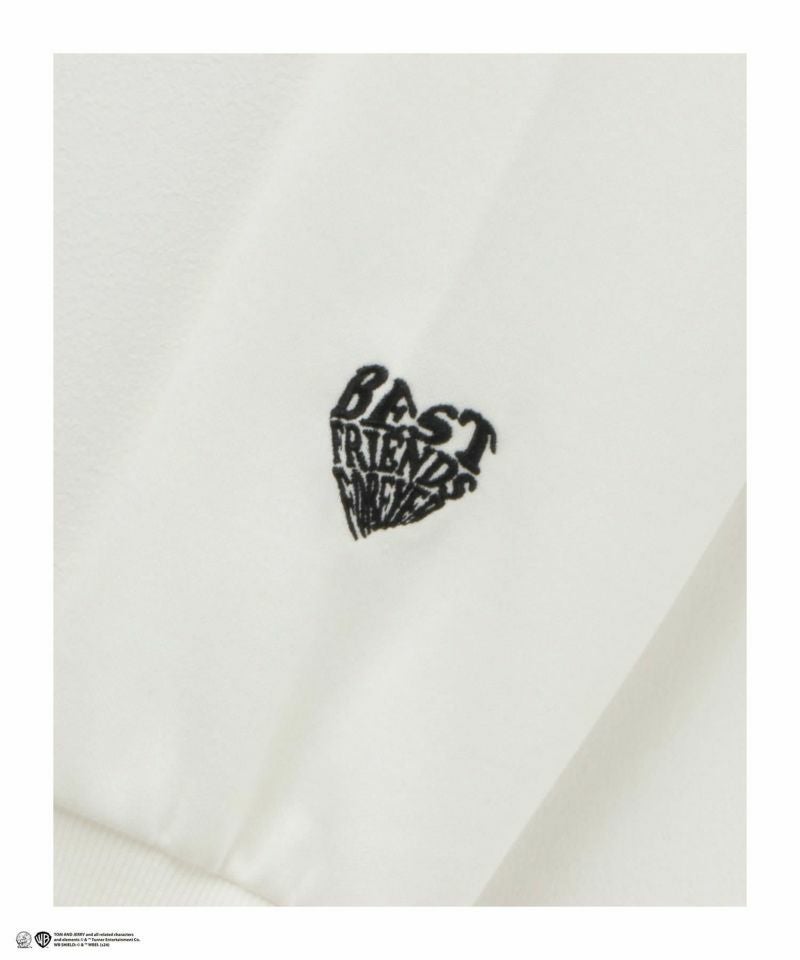 Tom and Jerry ポンチ素材 バックロゴフロッキートレーナー メンズ