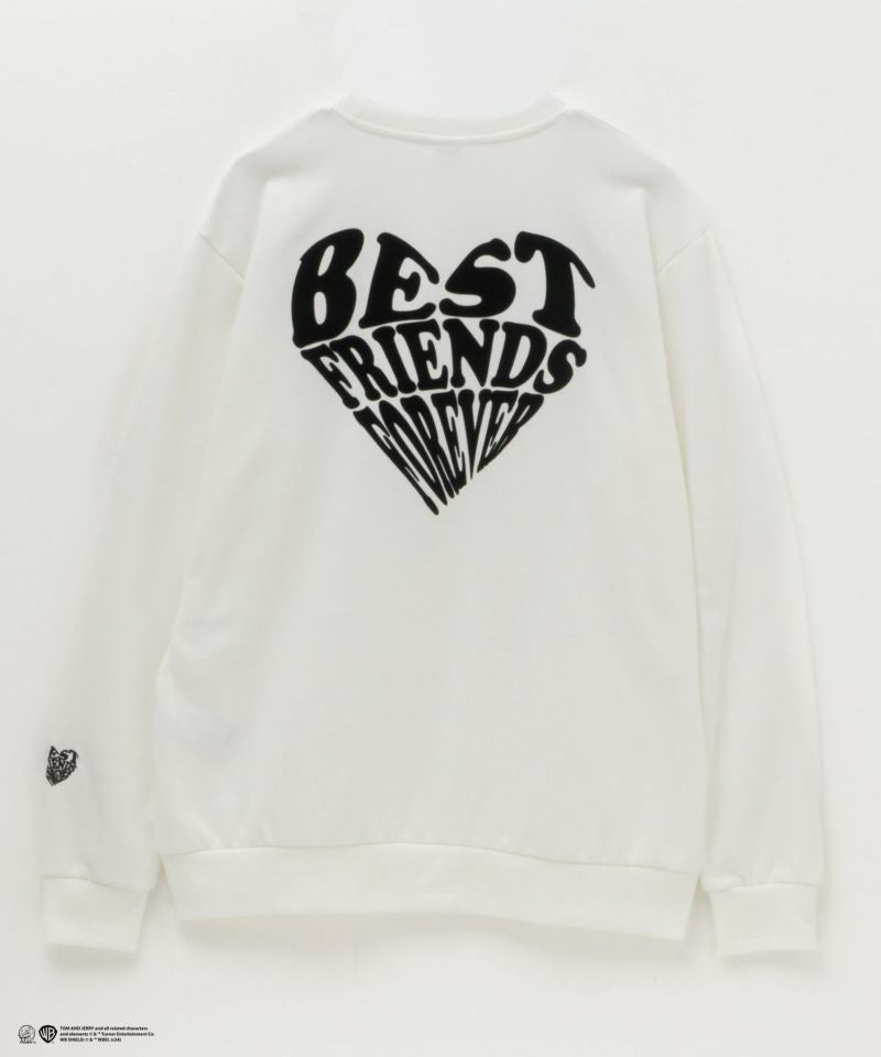 Tom and Jerry ポンチ素材 バックロゴフロッキートレーナー メンズ