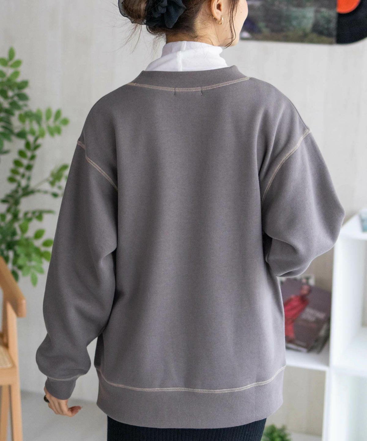 nAvy 配色ステッチトレーナー レディース