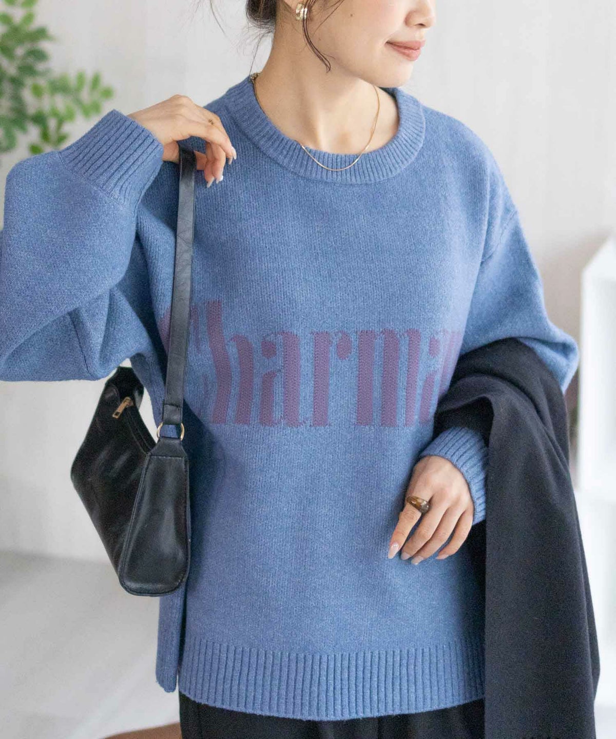 NAVY ロゴメッセージニット レディース