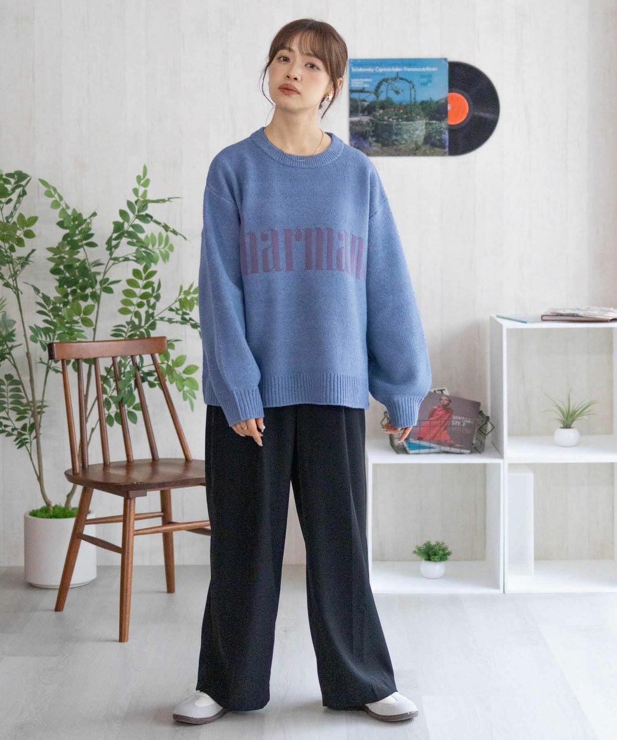 NAVY ロゴメッセージニット レディース