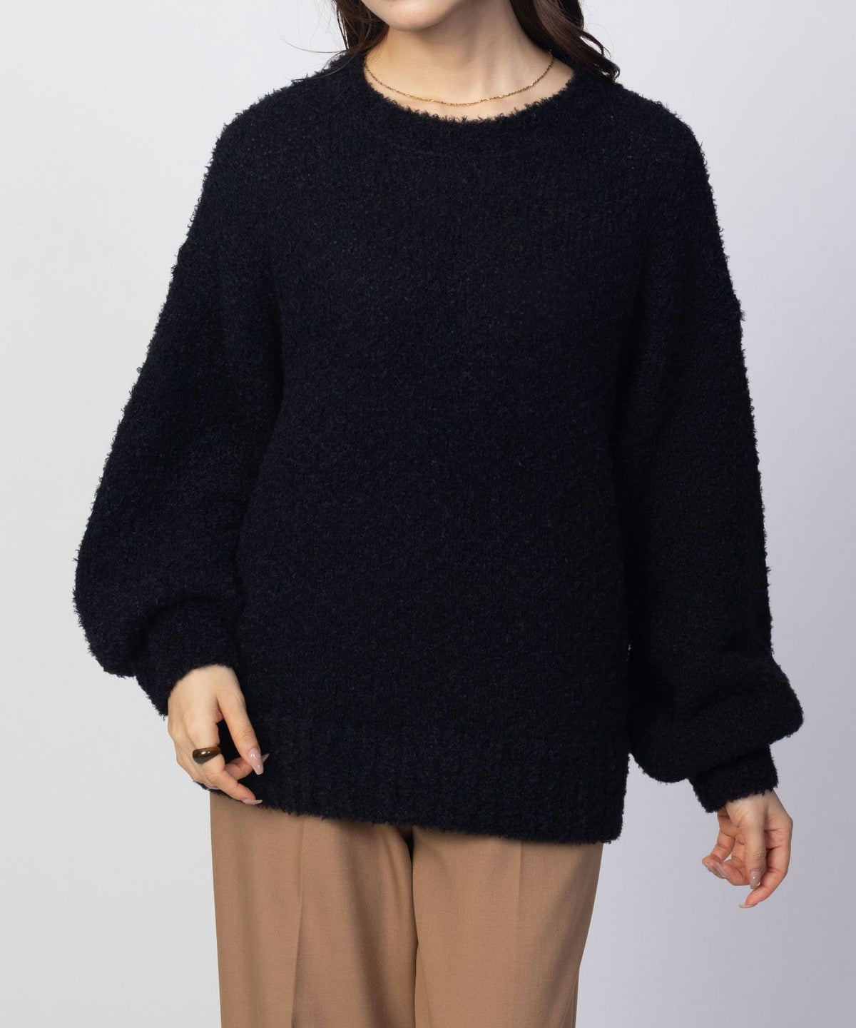 HusHusH ツイード柄ニットプルオーバー レディース