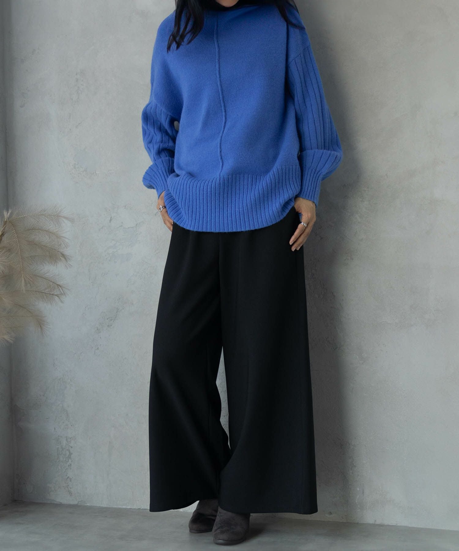 NAVY ボンディングワイドパンツ レディース