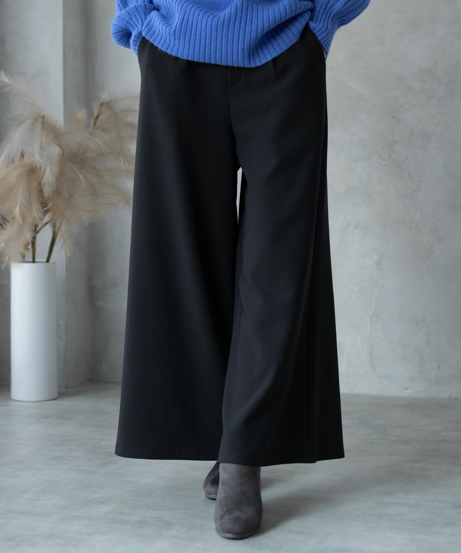 NAVY ボンディングワイドパンツ レディース