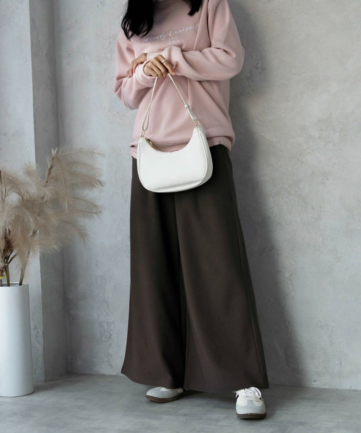 NAVY ボンディングワイドパンツ レディース