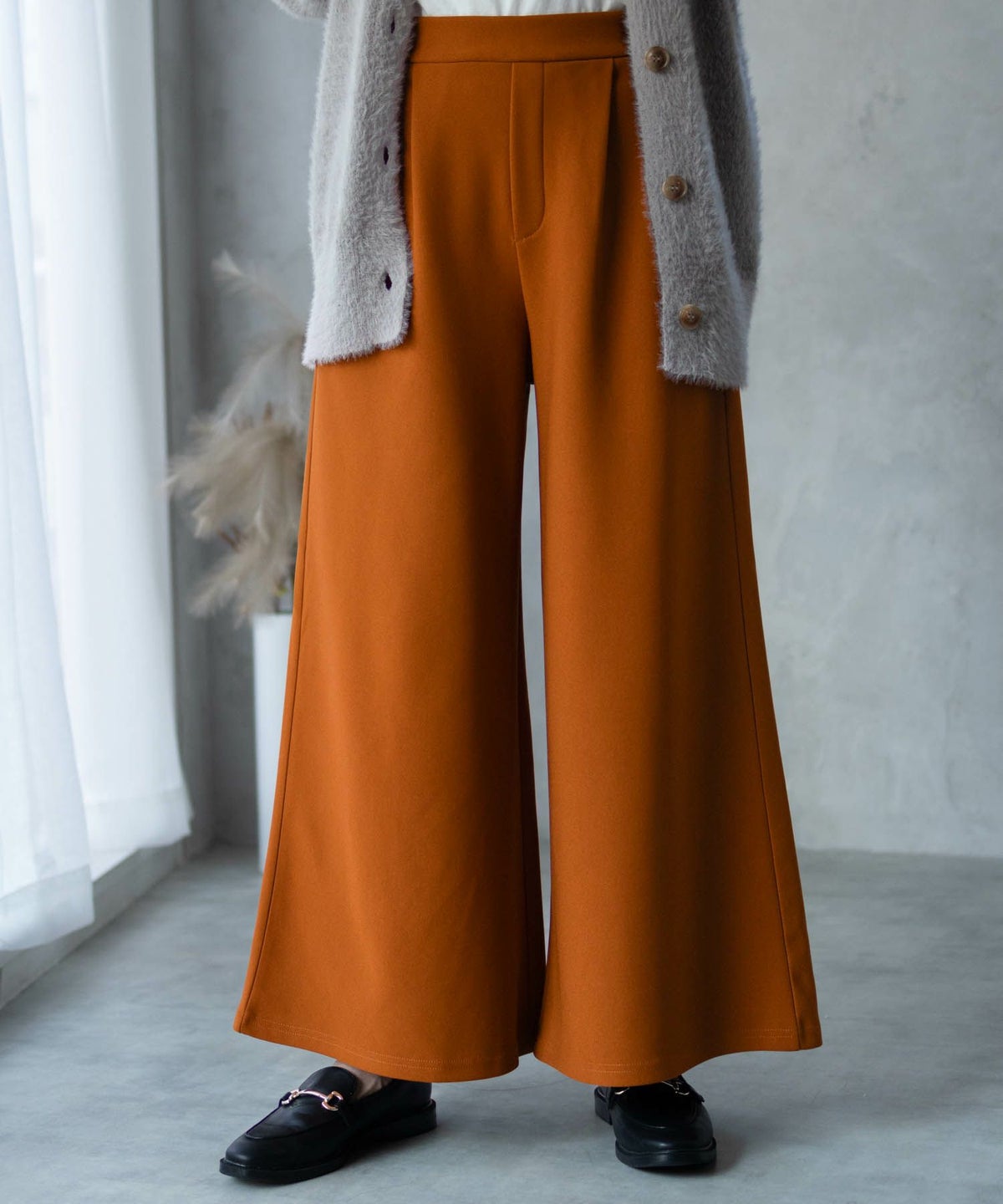 NAVY ボンディングワイドパンツ レディース