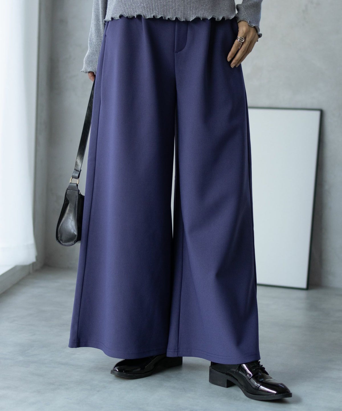 NAVY ボンディングワイドパンツ レディース