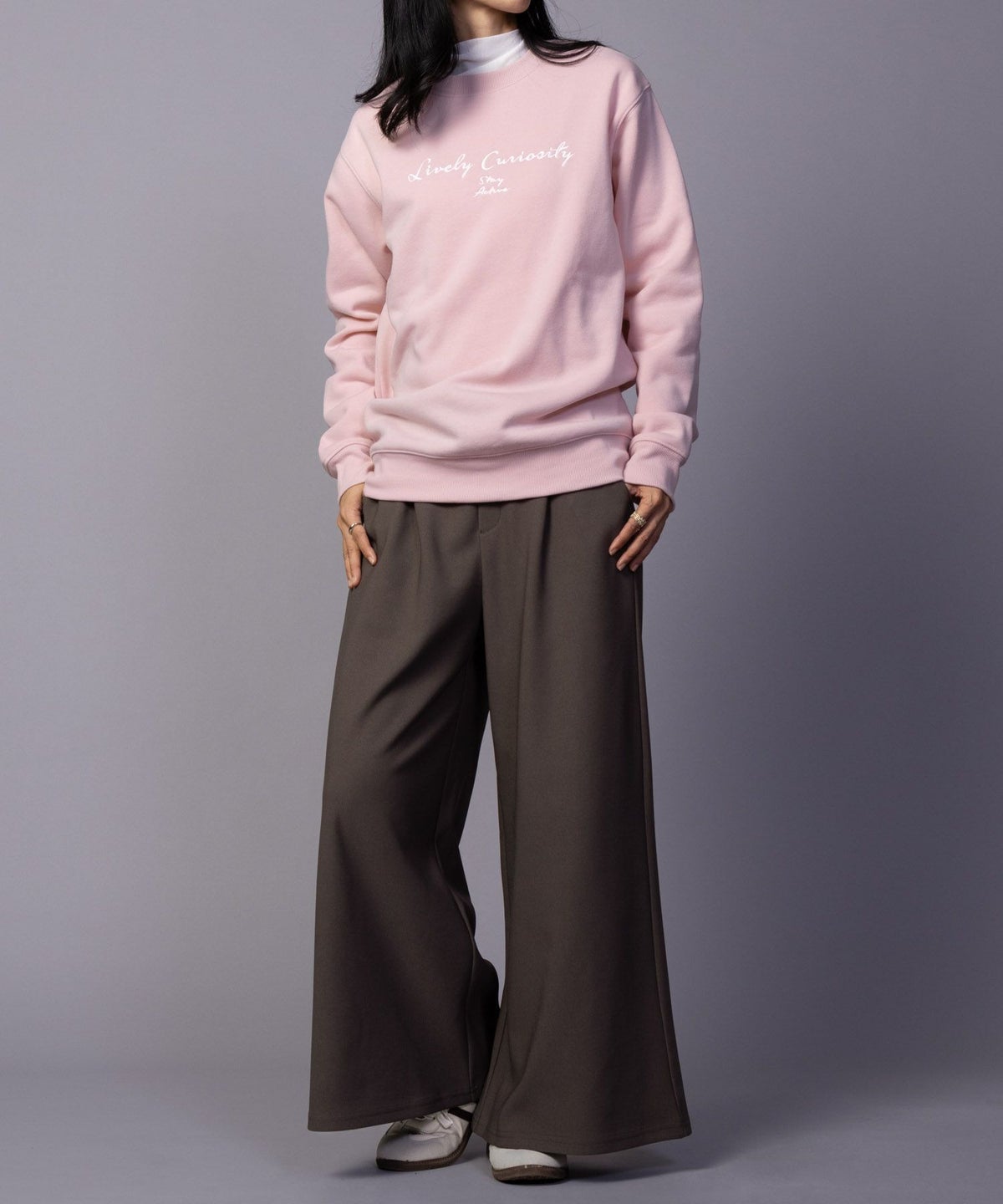 NAVY ボンディングワイドパンツ レディース