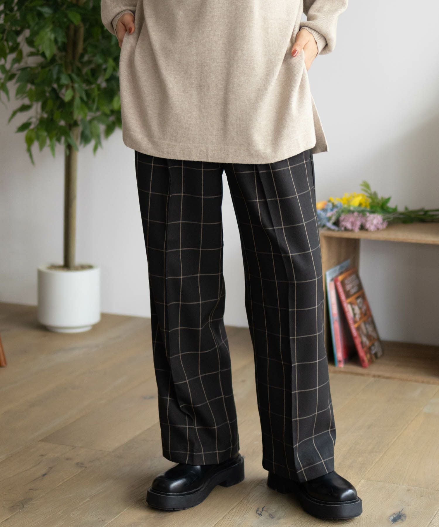 HusHusH チェックワイドパンツ レディース HusHusH チェックワイドパンツ レディース