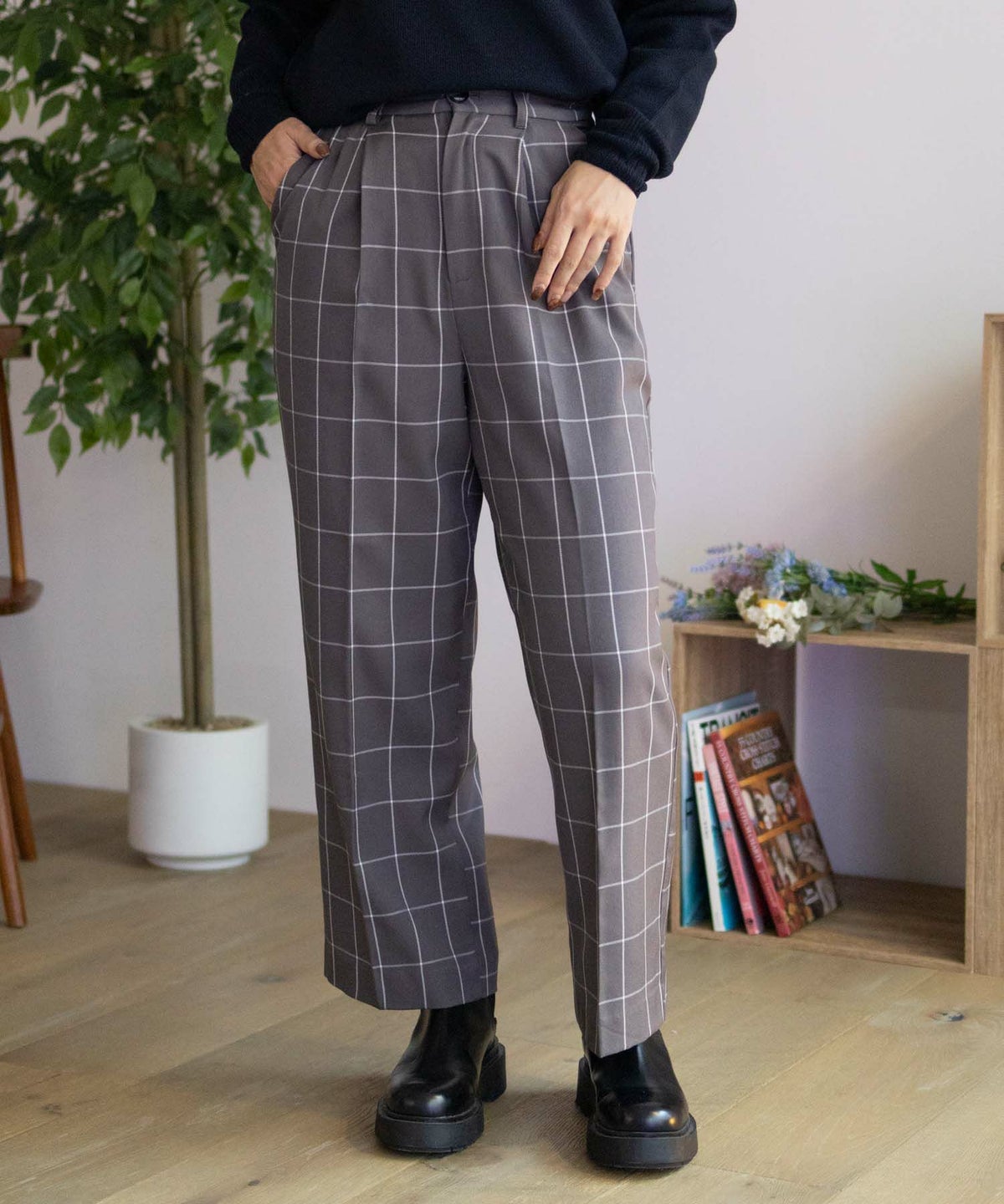 HusHusH チェックワイドパンツ レディース