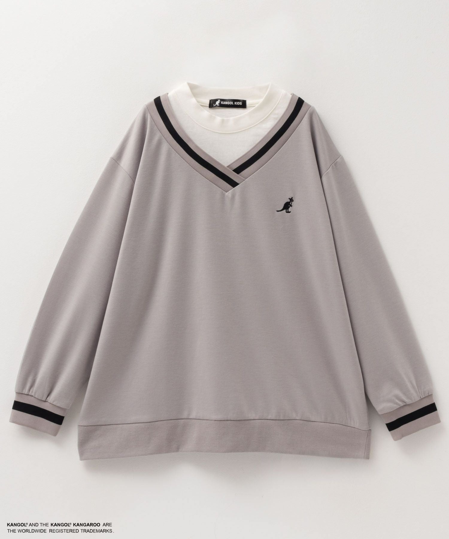 KANGOL ポンチ素材 フェイクレイヤードトレーナー キッズ