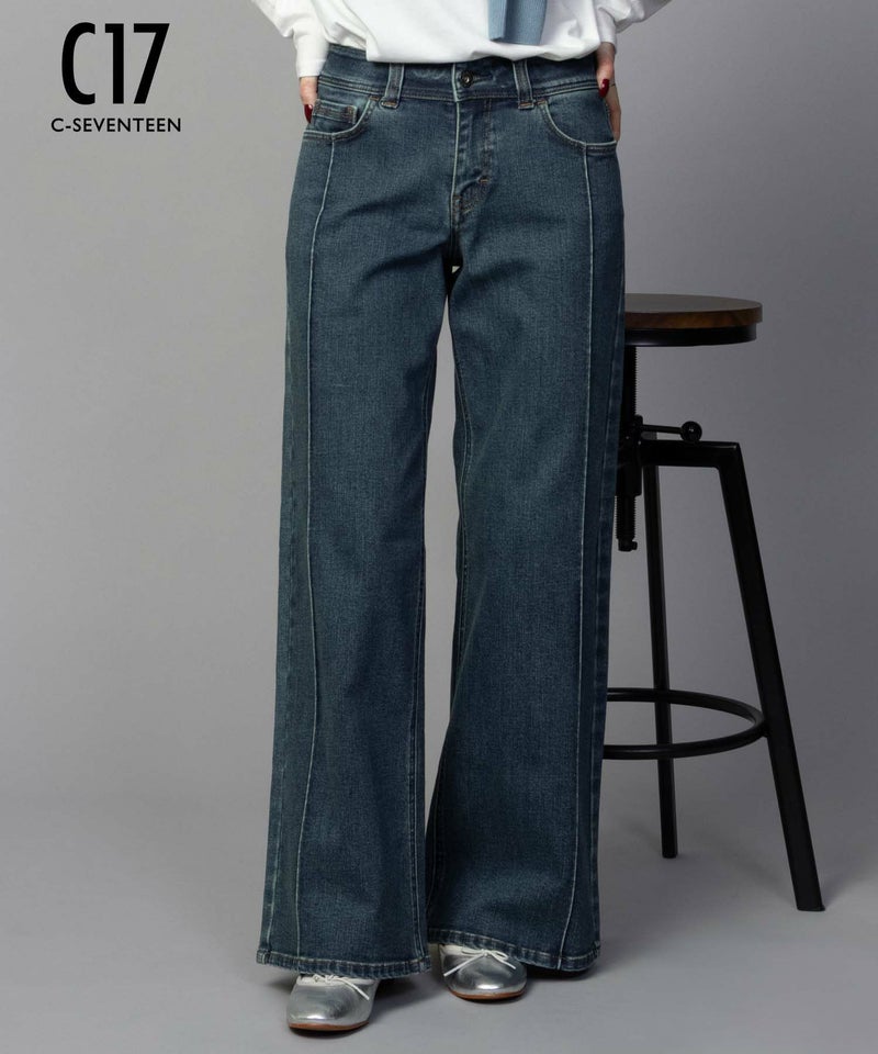 C17  タックワイドバギーデニムパンツ レディース商品画像-1
