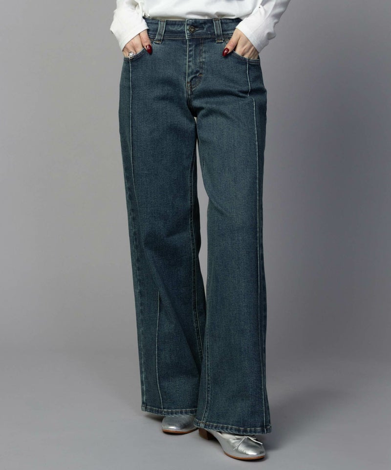 C17  タックワイドバギーデニムパンツ レディース商品画像-2