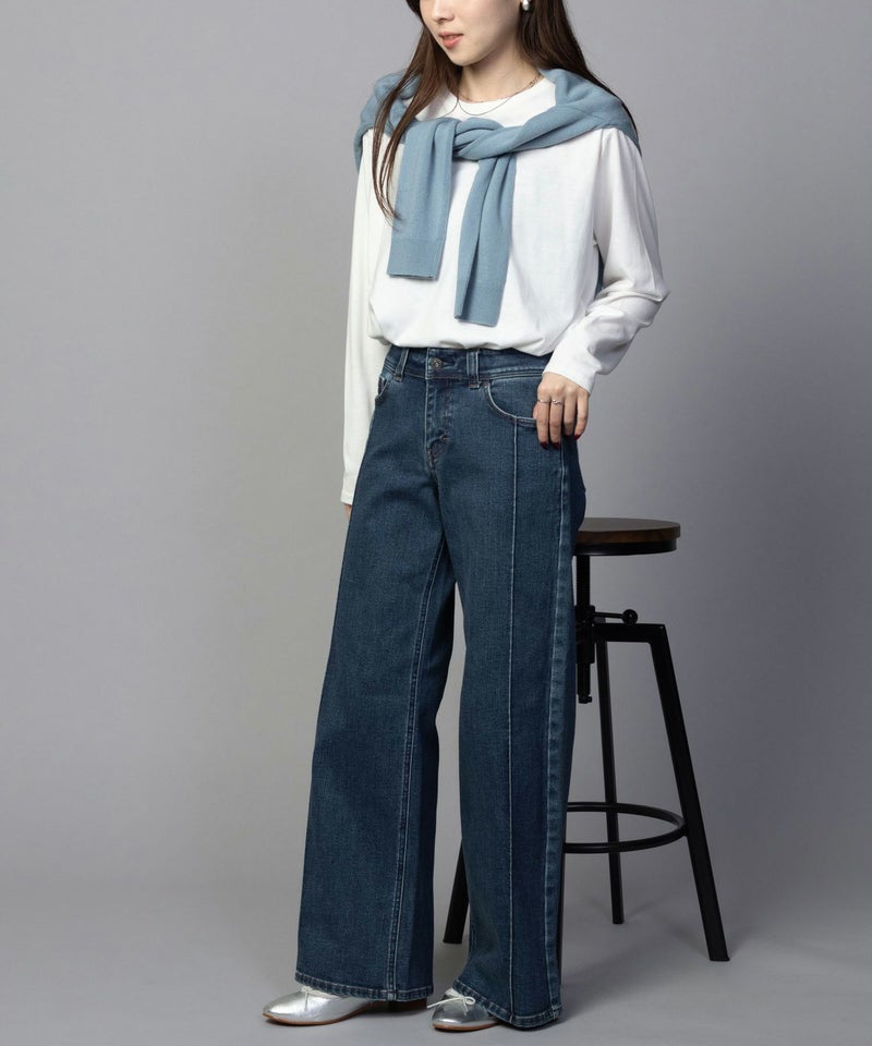 C17 タックワイドバギーデニムパンツ レディース商品画像-7