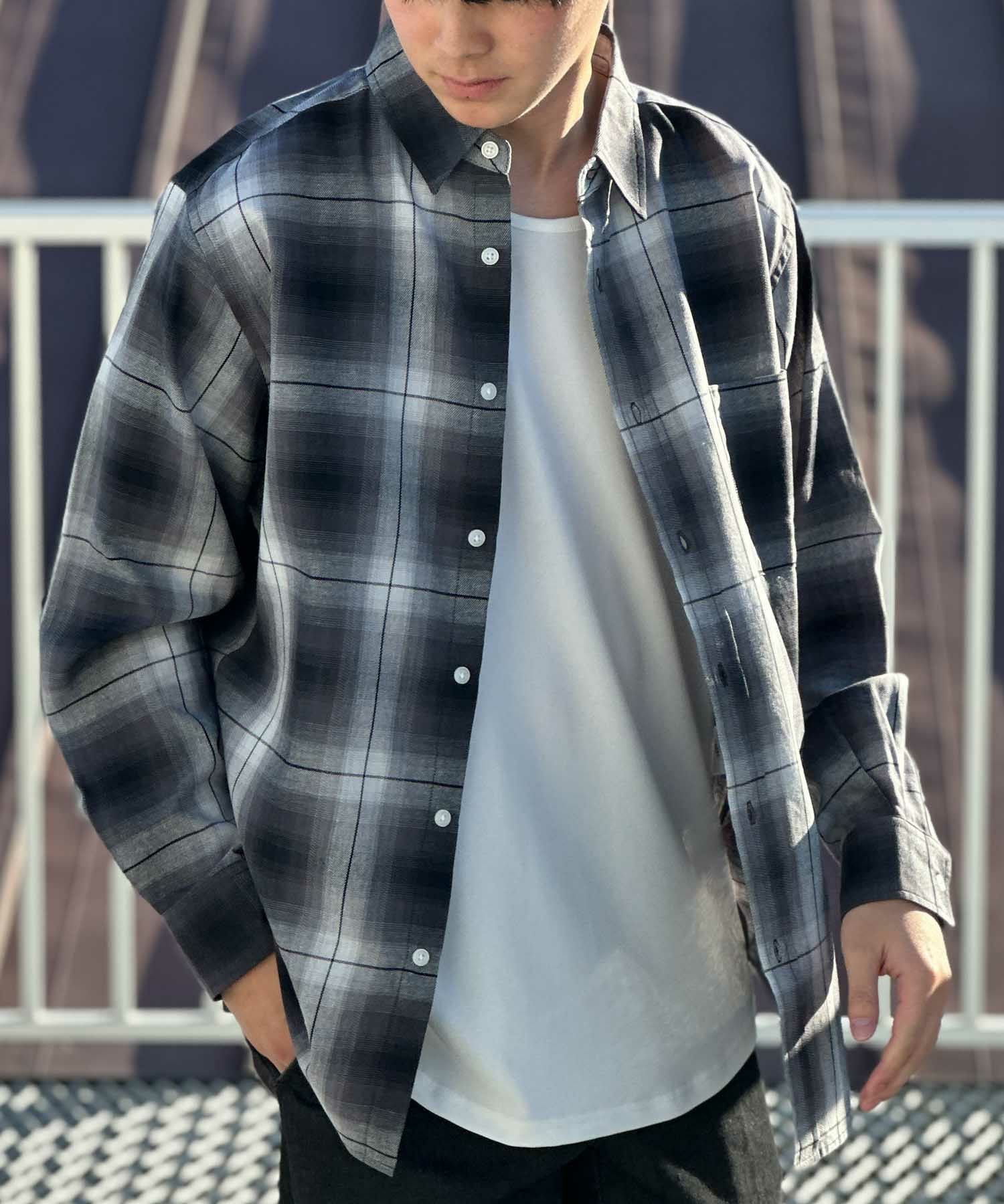 NAVY ネルチェックシャツ メンズ