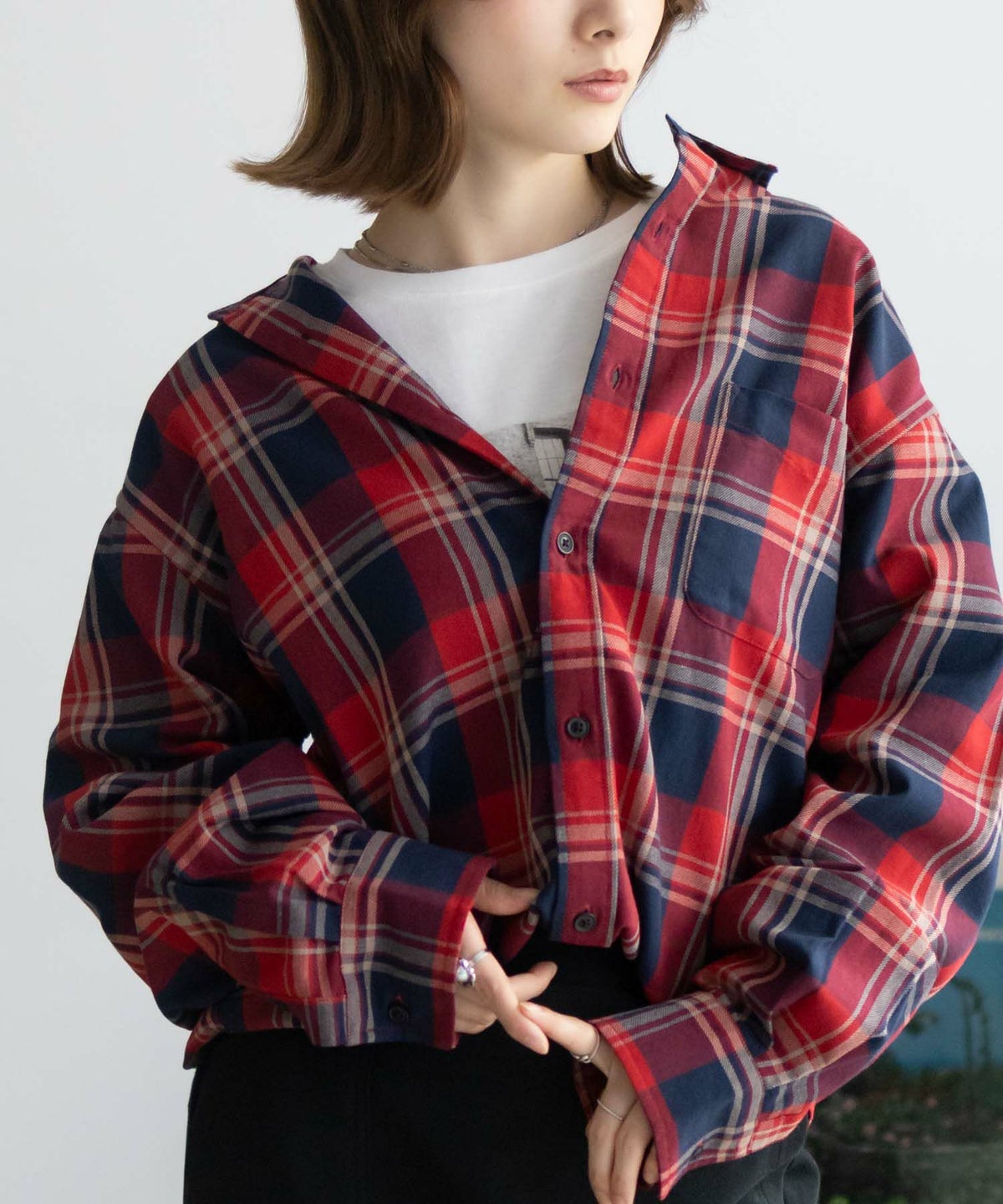 NAVY ネルチェックシャツ メンズ