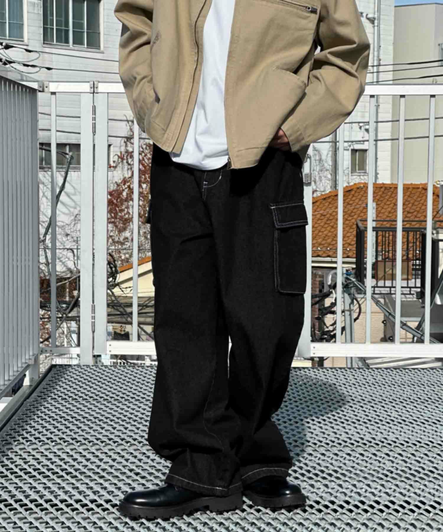 パンツ VISION PESO NETO CHECK BLACK BROWN VISION STREET WEAR カラーデニムカーゴパンツ メンズ