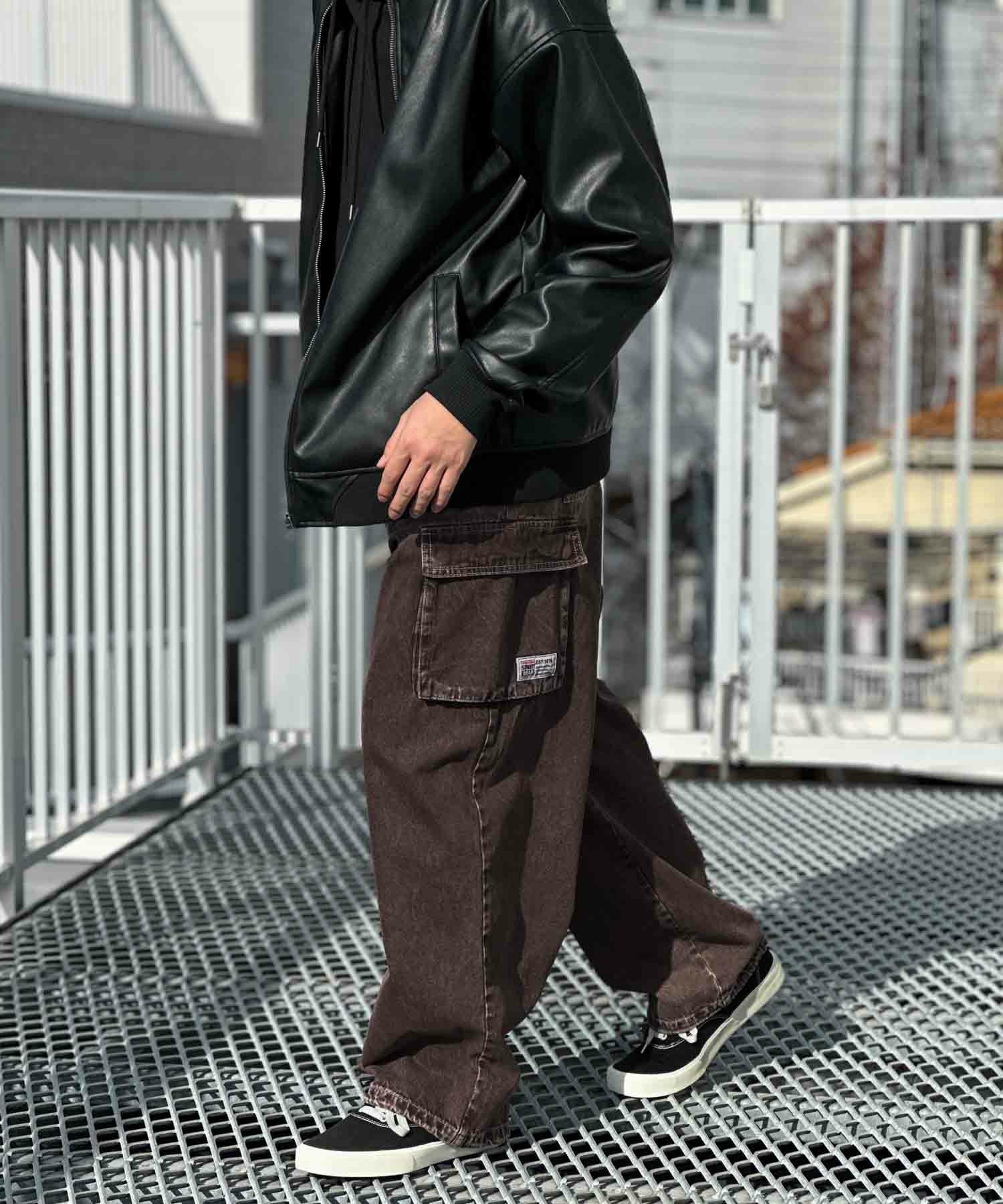 パンツ VISION PESO NETO CHECK BLACK BROWN VISION STREET WEAR カラーデニムカーゴパンツ メンズ