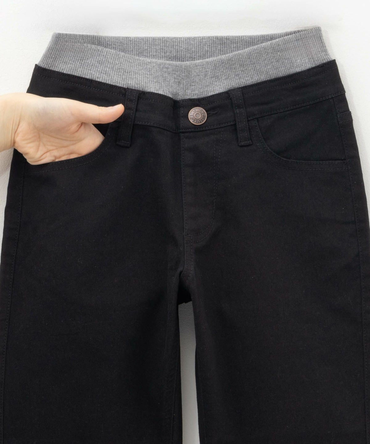 NAVY のびるモン ストレッチツイルストレートパンツ ウエストリブパンツ キッズ