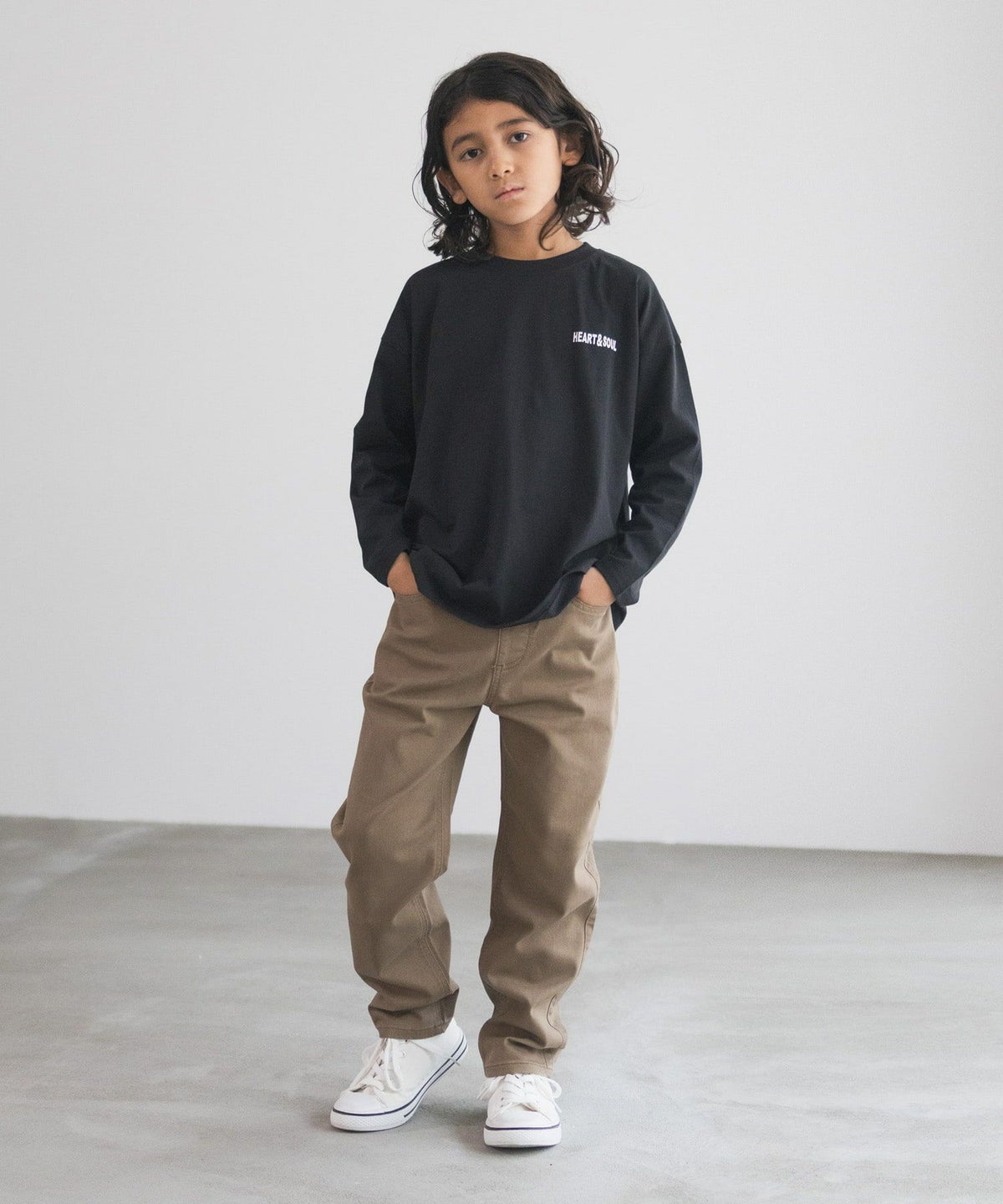 NAVY のびるモン ストレッチツイルストレートパンツ ウエストリブパンツ キッズ