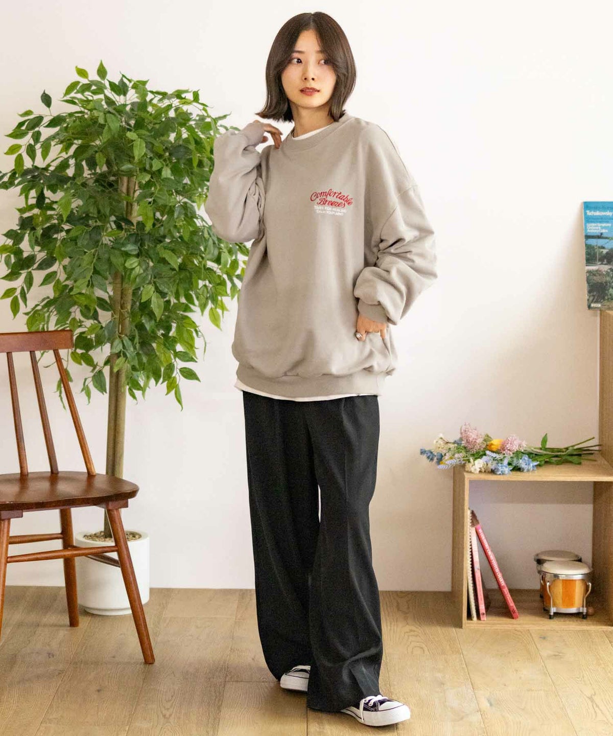 UNDERWRAPS 刺繍BIGトレーナー レディース