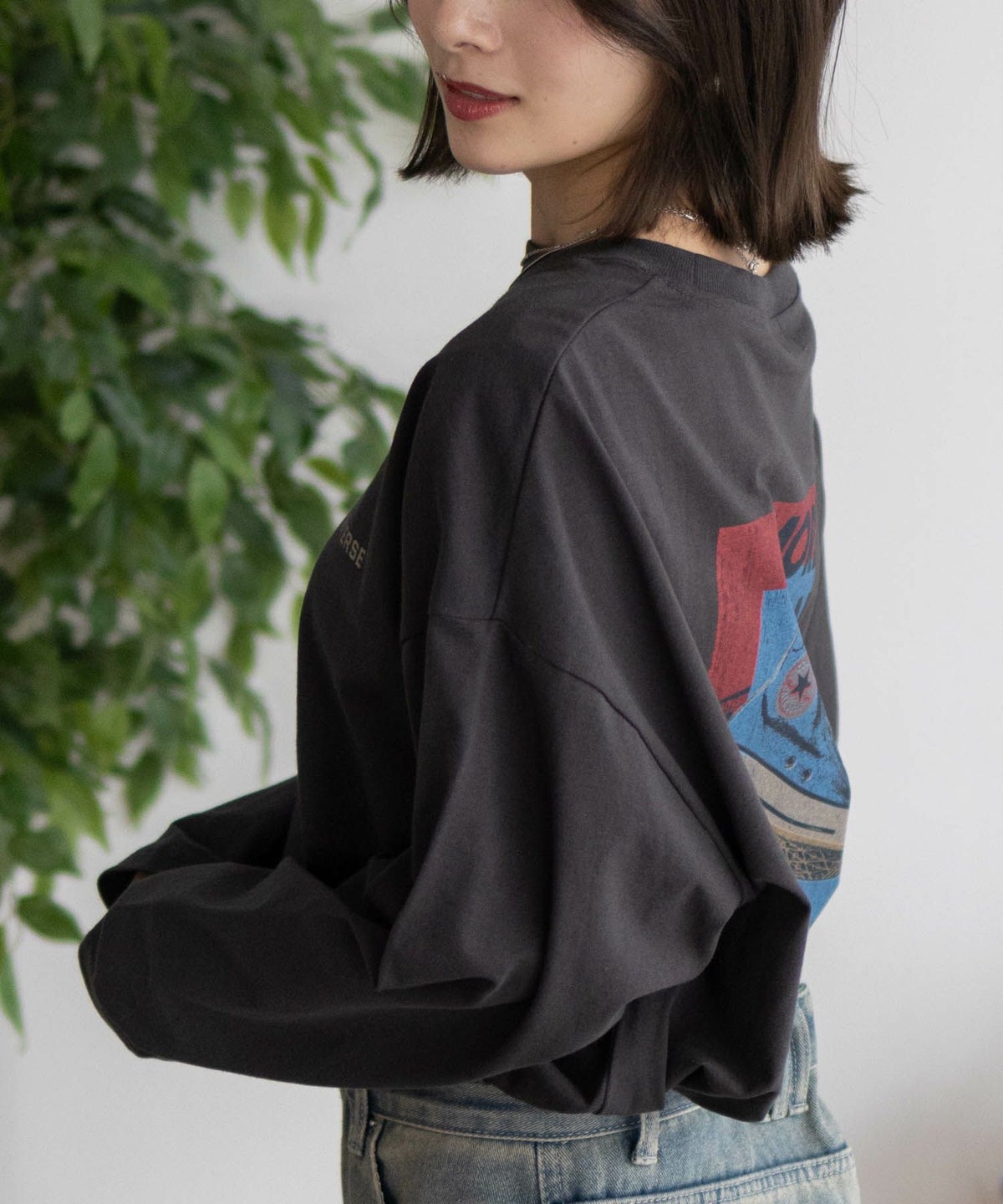 CONVERSE 天竺ピグメントライク長袖Tシャツ レディース ネコポス 対応商品