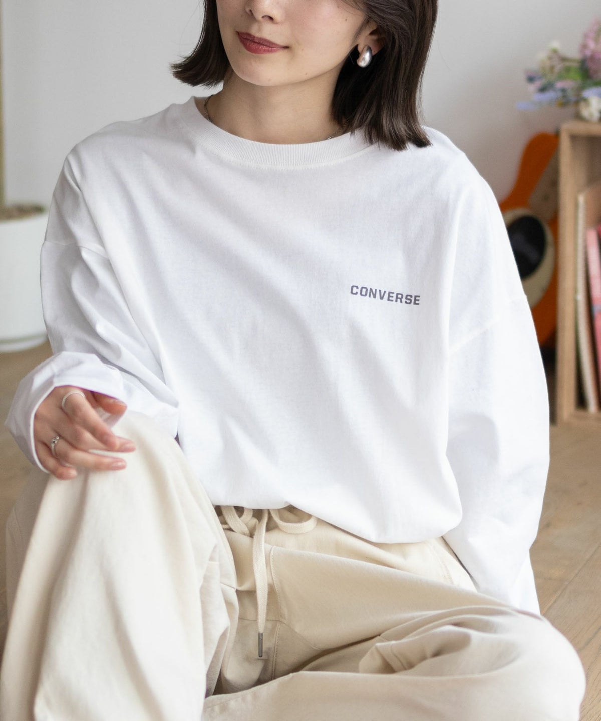 CONVERSE 天竺ピグメントライク長袖Tシャツ レディース ネコポス 対応商品