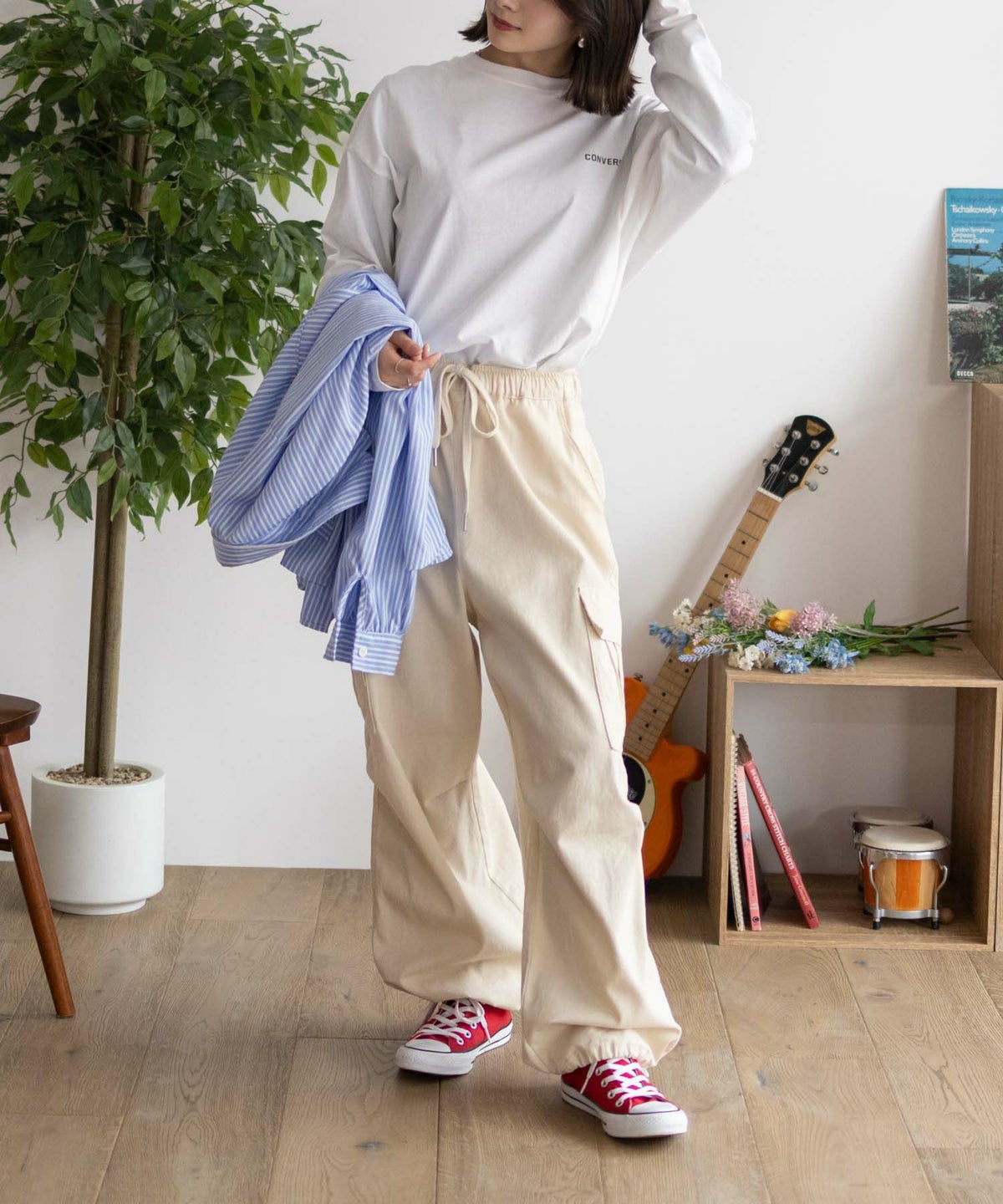 CONVERSE 天竺ピグメントライク長袖Tシャツ レディース ネコポス 対応商品