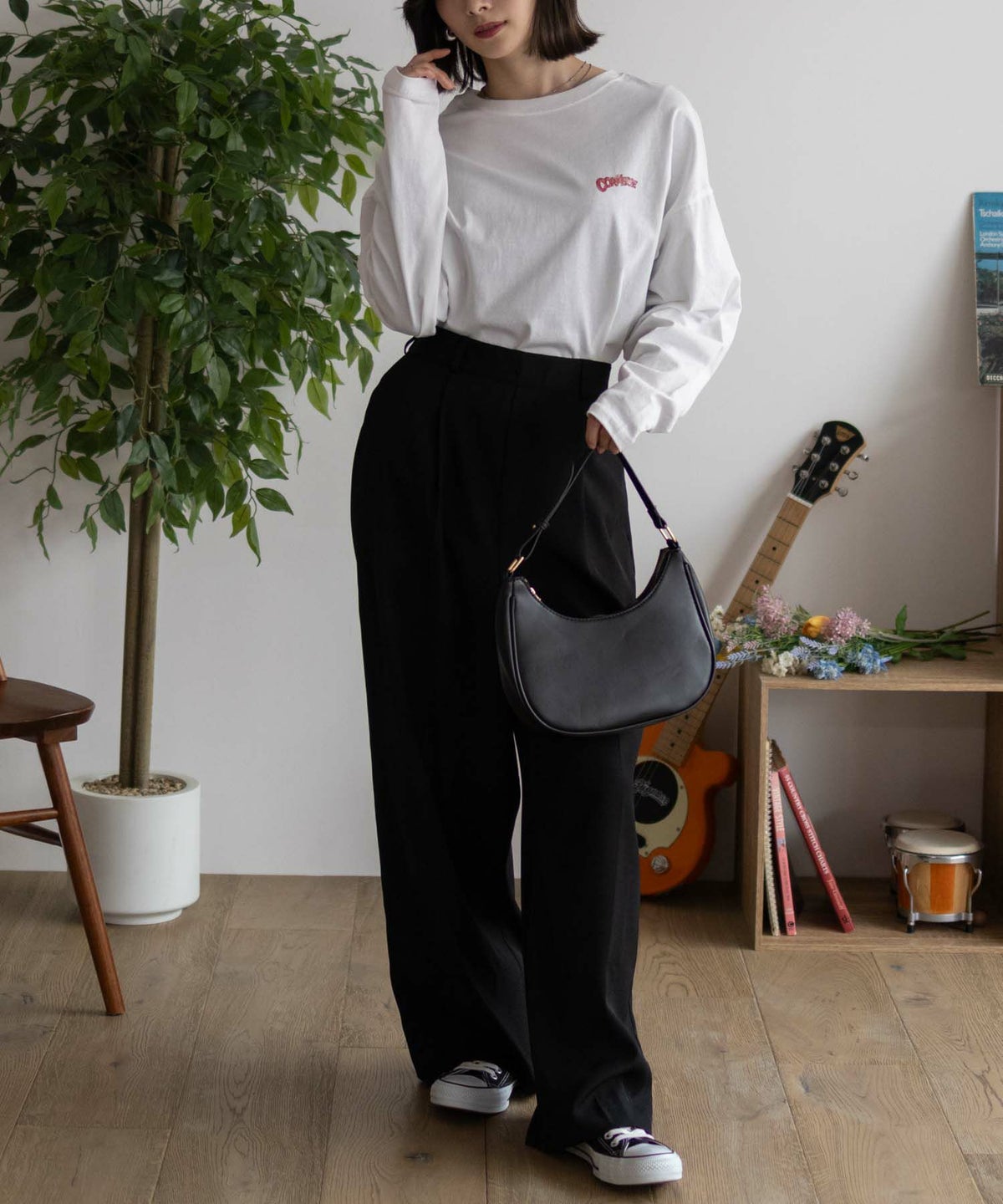 CONVERSE 天竺ピグメントライク長袖Tシャツ レディース ネコポス 対応商品