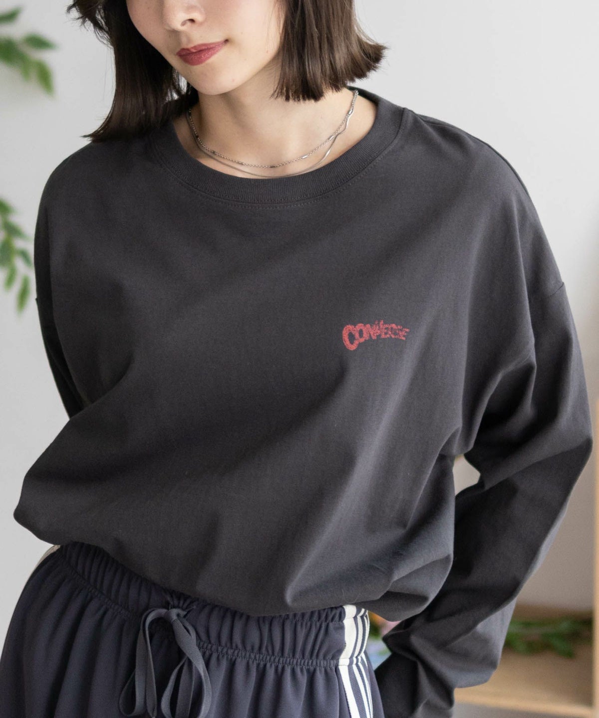 CONVERSE 天竺ピグメントライク長袖Tシャツ レディース ネコポス 対応商品