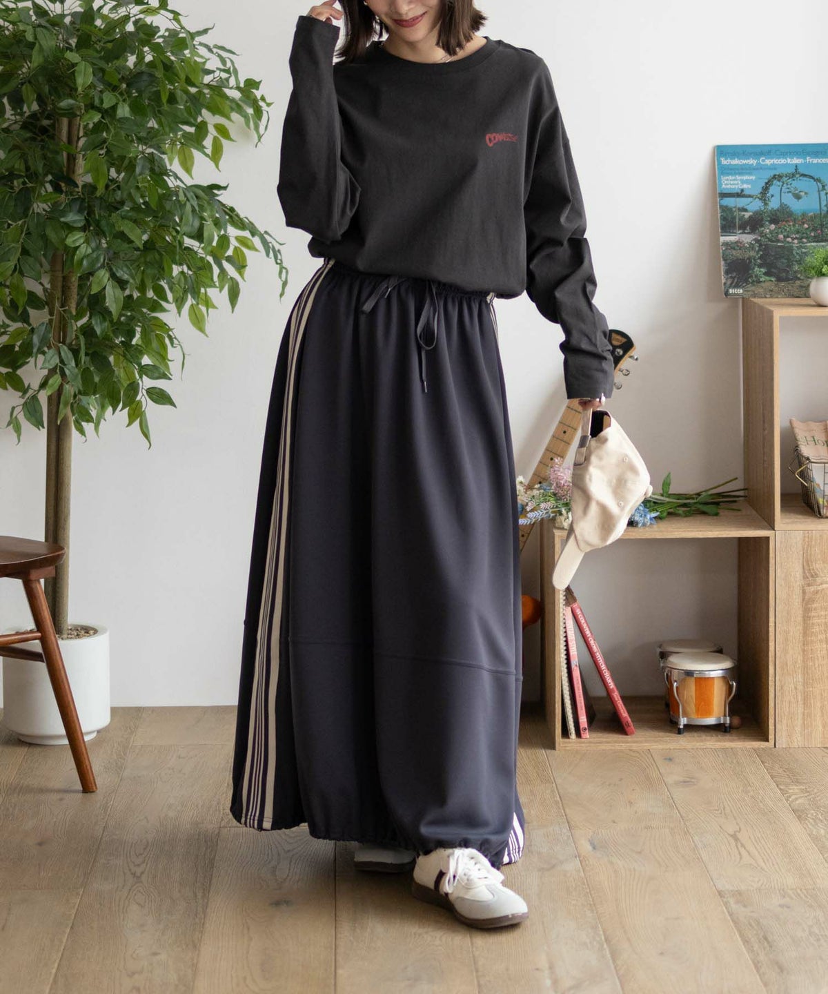 CONVERSE 天竺ピグメントライク長袖Tシャツ レディース ネコポス 対応商品