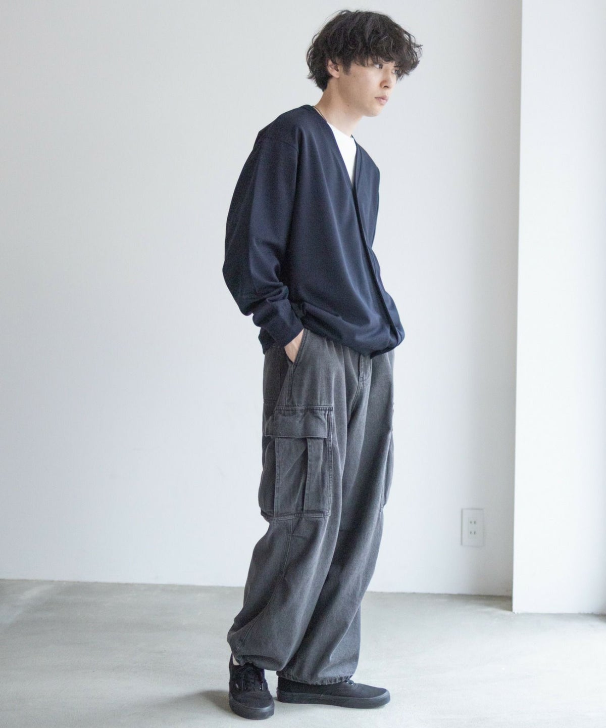 NAVY ジョーゼットカーディガン メンズ