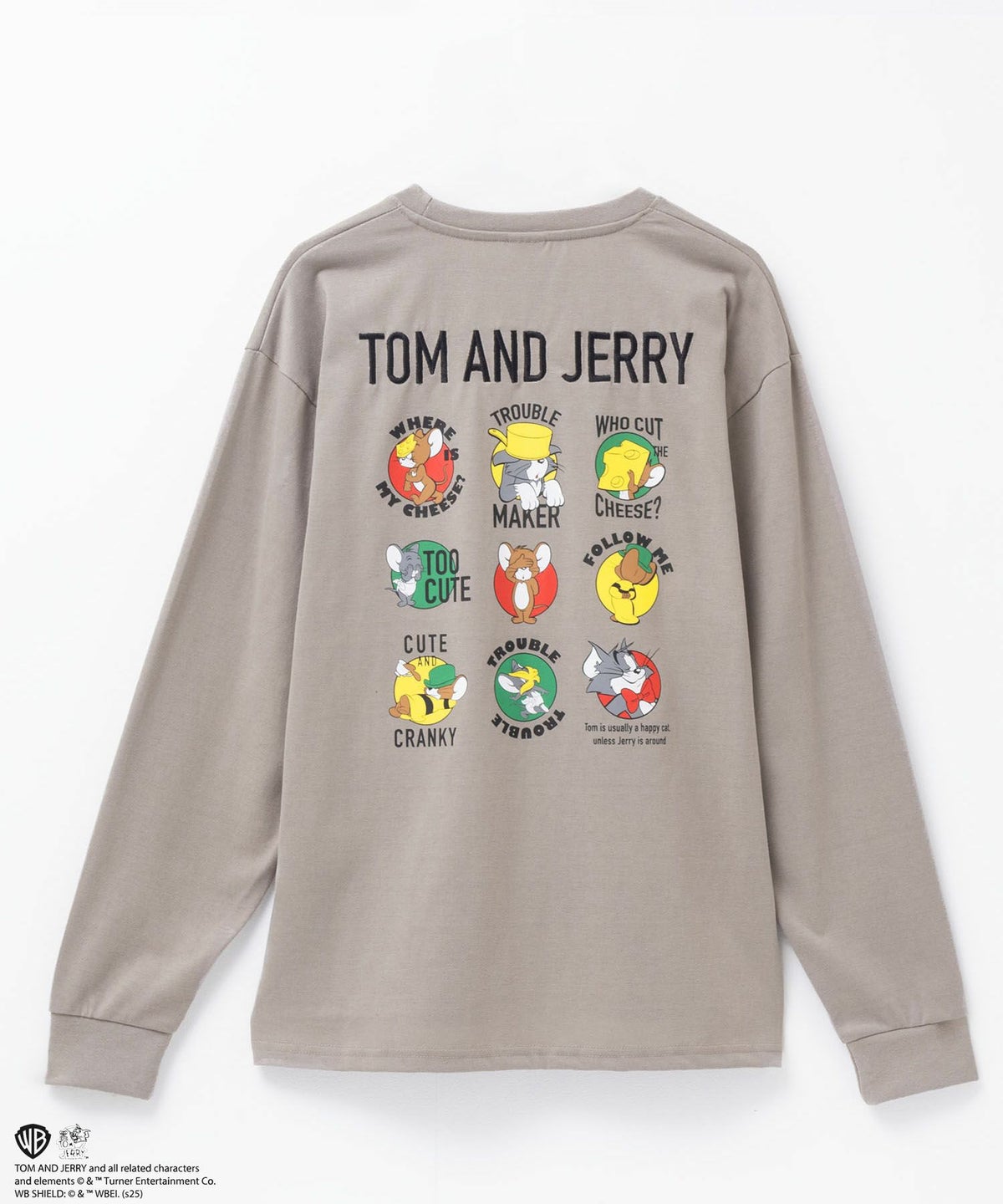 Tom and Jerry ロゴ刺繍集合長袖Tシャツ メンズ