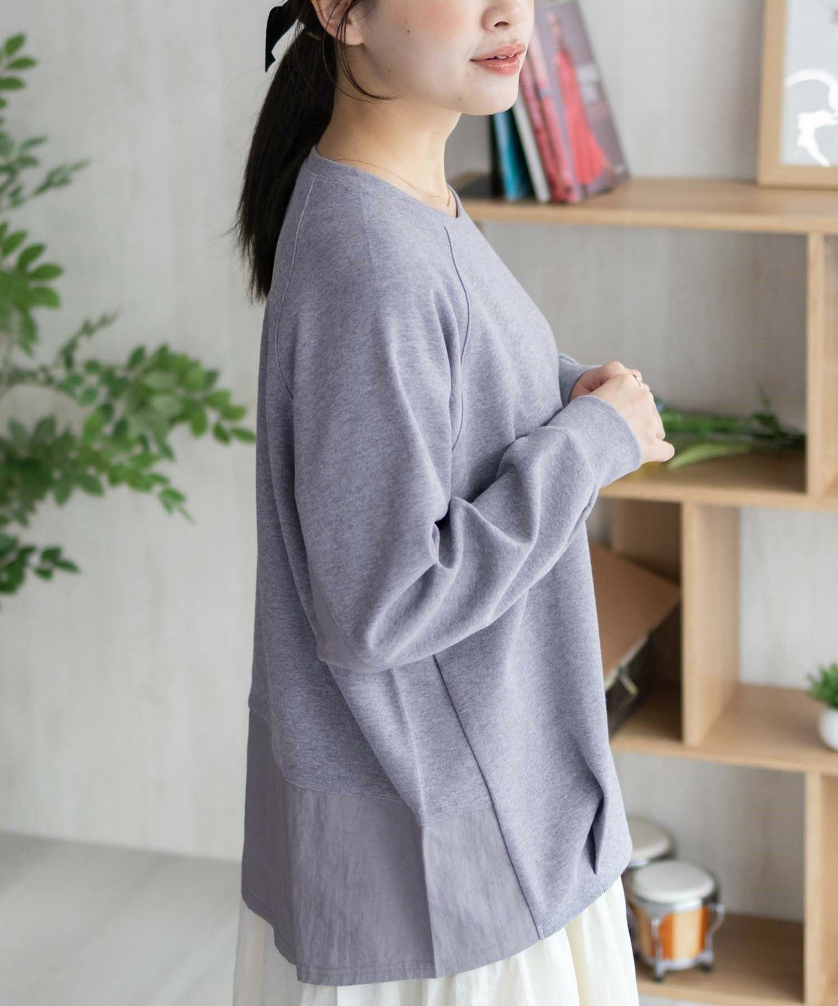 nAvy 異素材切替プルオーバー レディース