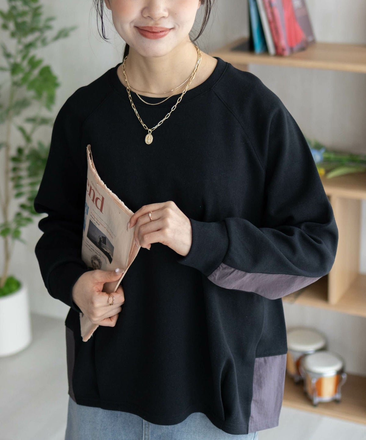 nAvy 異素材切替プルオーバー レディース