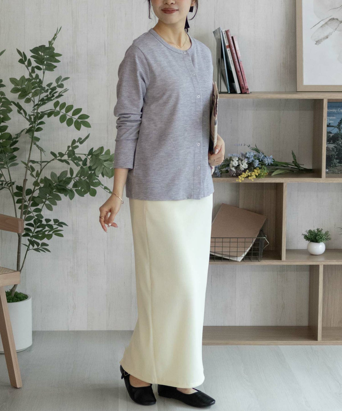 NAVY SARARI UVカットカーディガン ドットボタン レディース