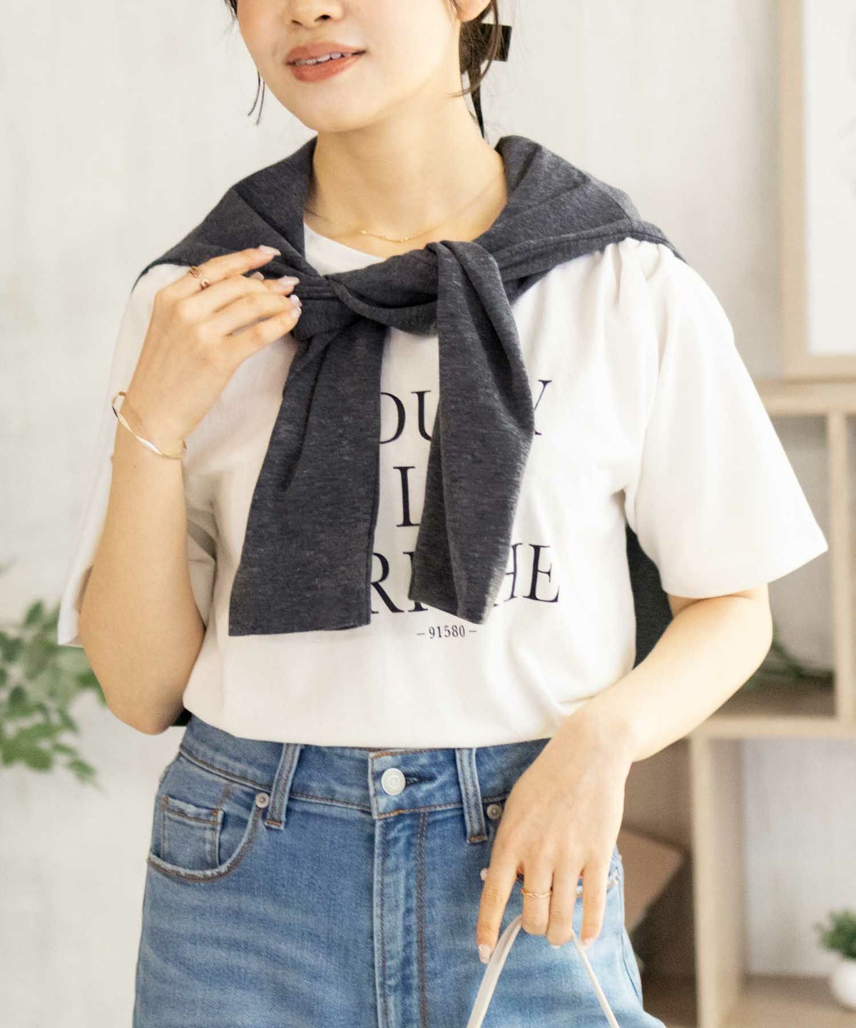 NAVY SARARI UVカットカーディガン ドットボタン レディース