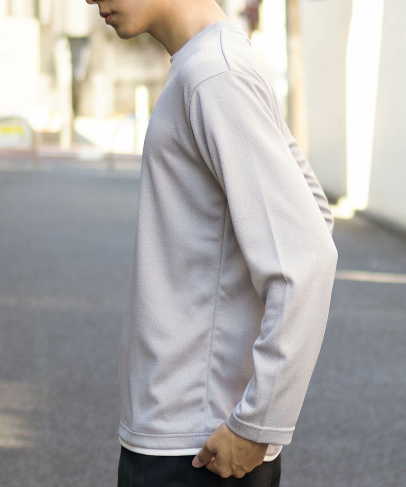 NAVY ストライプフェイクレイヤード長袖Tシャツ メンズ商品画像-6