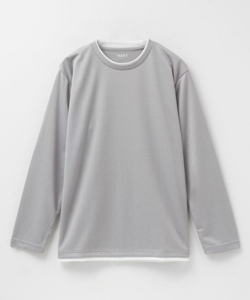 NAVY ストライプフェイクレイヤード長袖Tシャツ メンズ商品画像-13