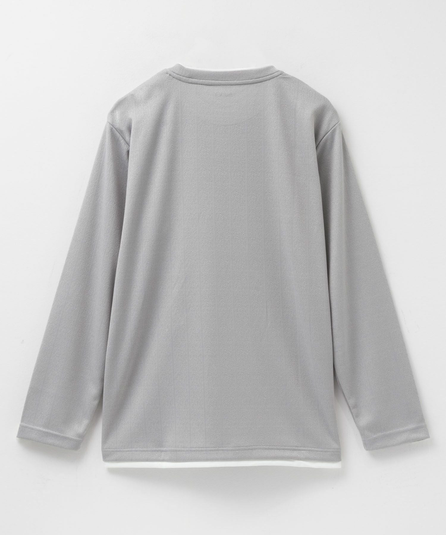 NAVY ストライプフェイクレイヤード長袖Tシャツ メンズ