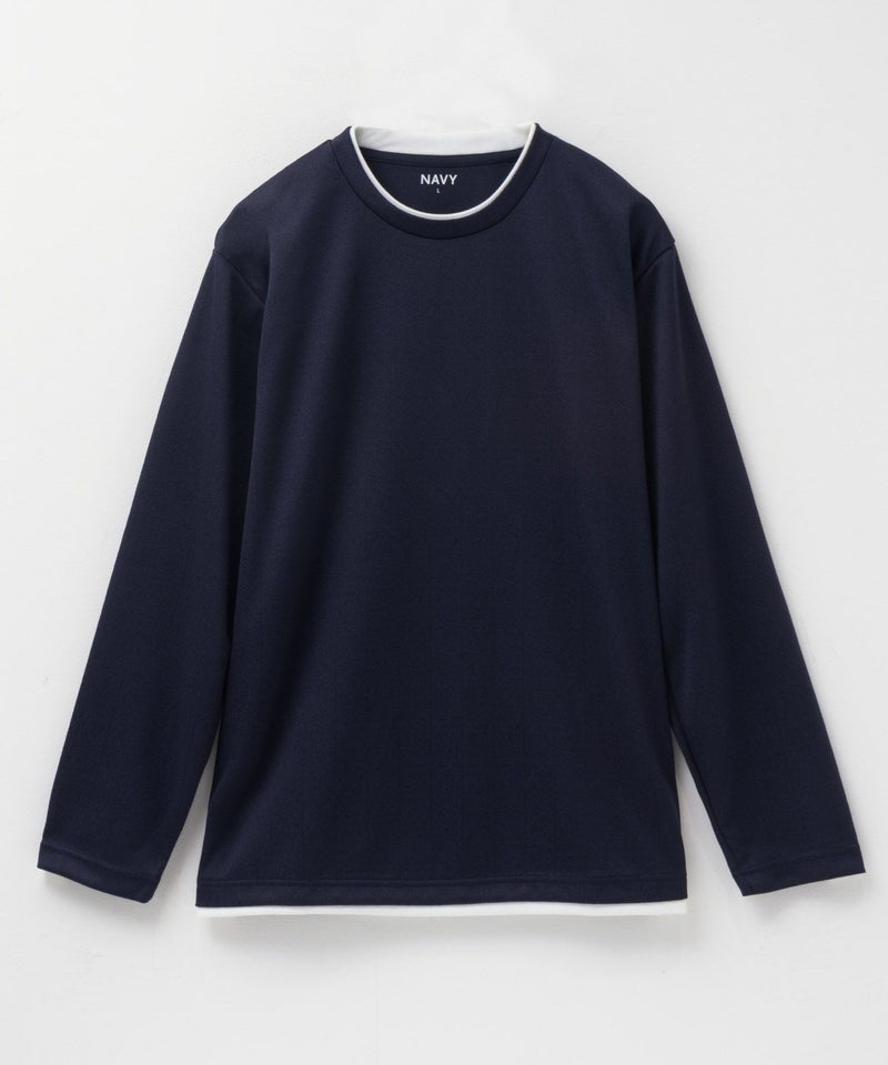 NAVY ストライプフェイクレイヤード長袖Tシャツ メンズ商品画像-15