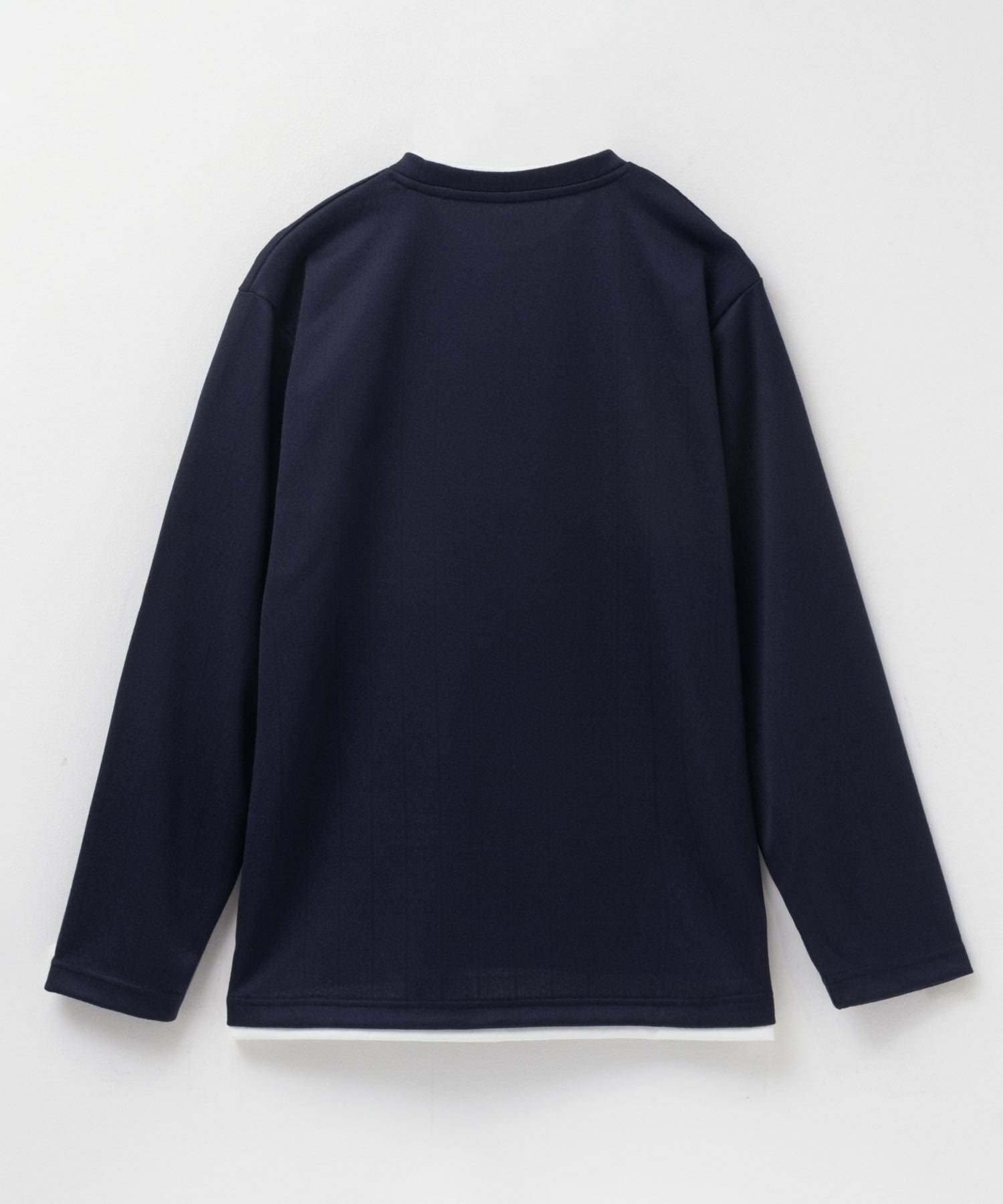NAVY ストライプフェイクレイヤード長袖Tシャツ メンズ