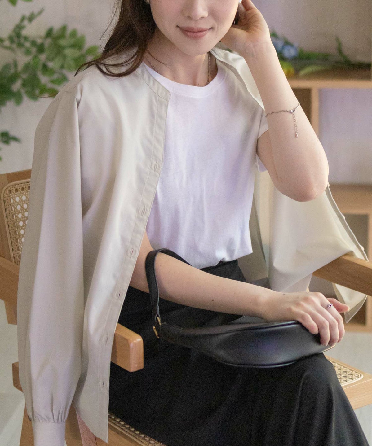 nAvy バンドカラー前開きシャツ レディース