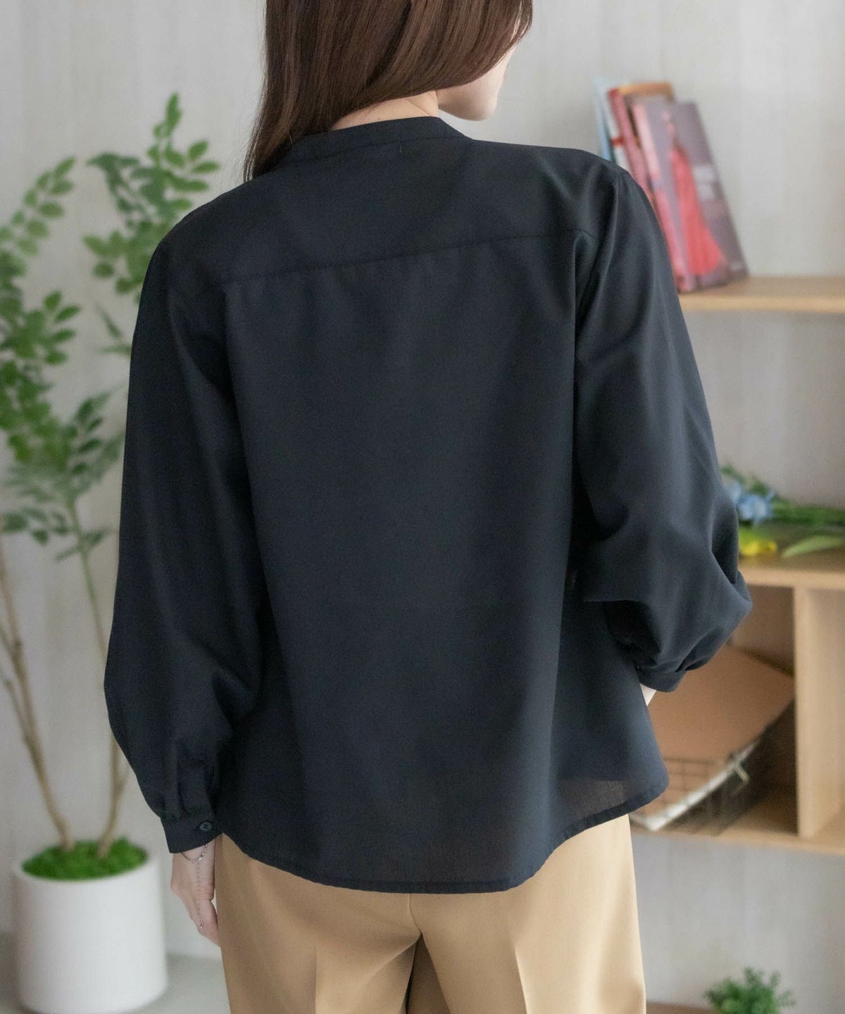 nAvy バンドカラー前開きシャツ レディース