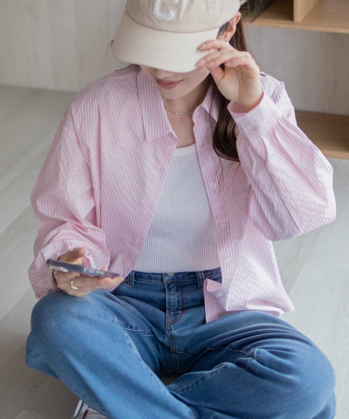 nAvy ストライプ前開きシャツ レディース