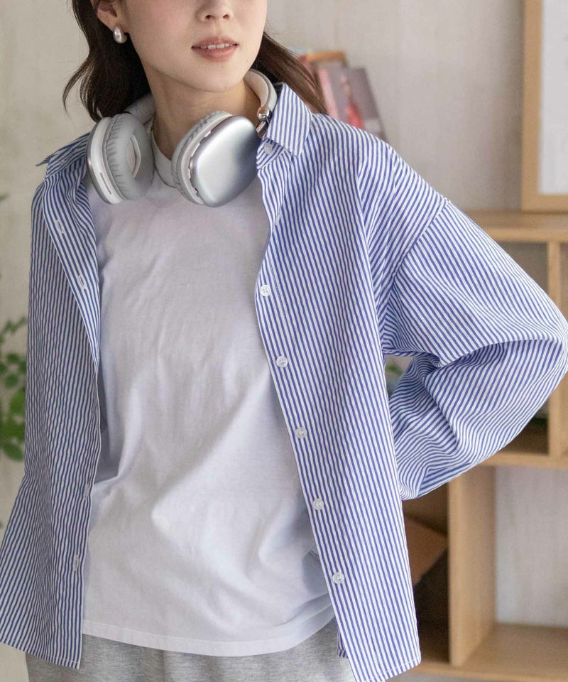 nAvy ストライプ前開きシャツ レディース商品画像-3