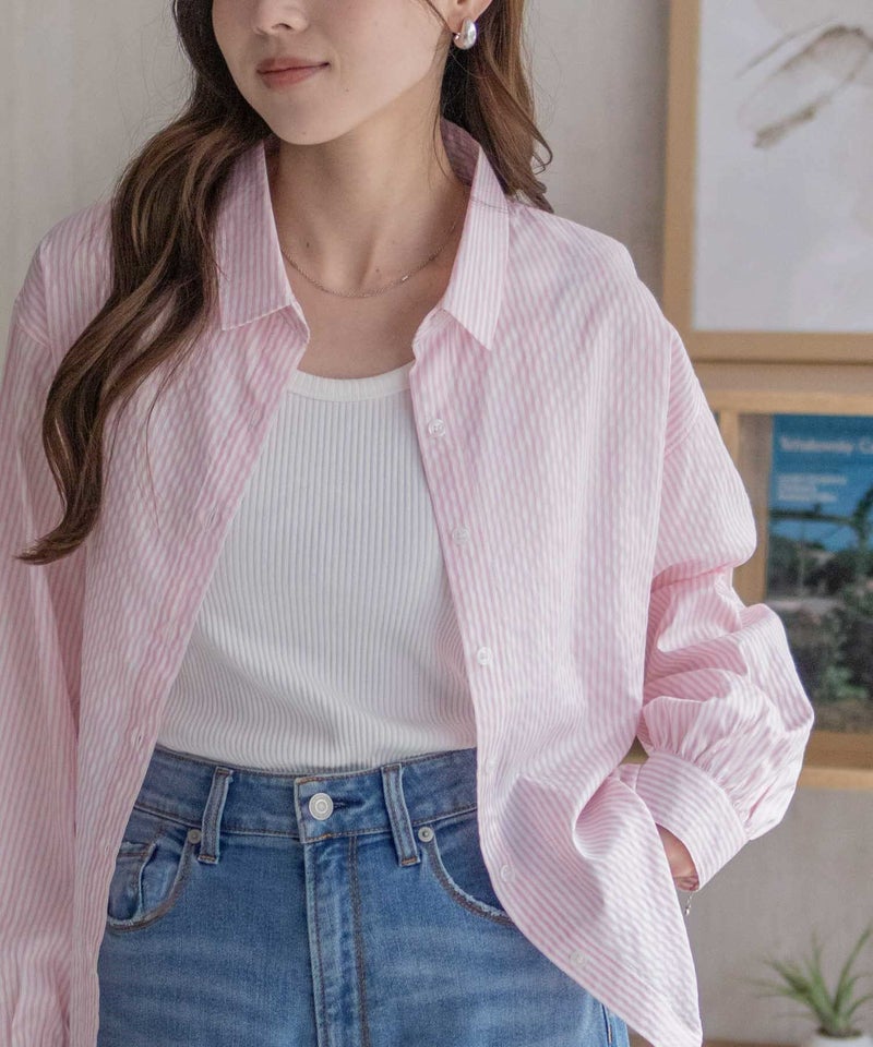 nAvy  ストライプ前開きシャツ レディース商品画像-11